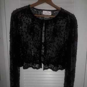 Laurence Kazar Black Beaded Bolero Jacket